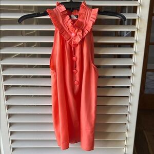J. Crew Coral Ruffle Blouse